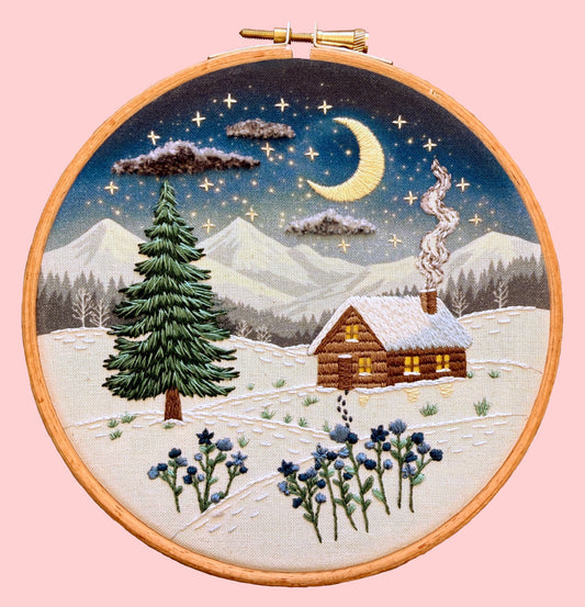Winter Cabin Embroidery Kit