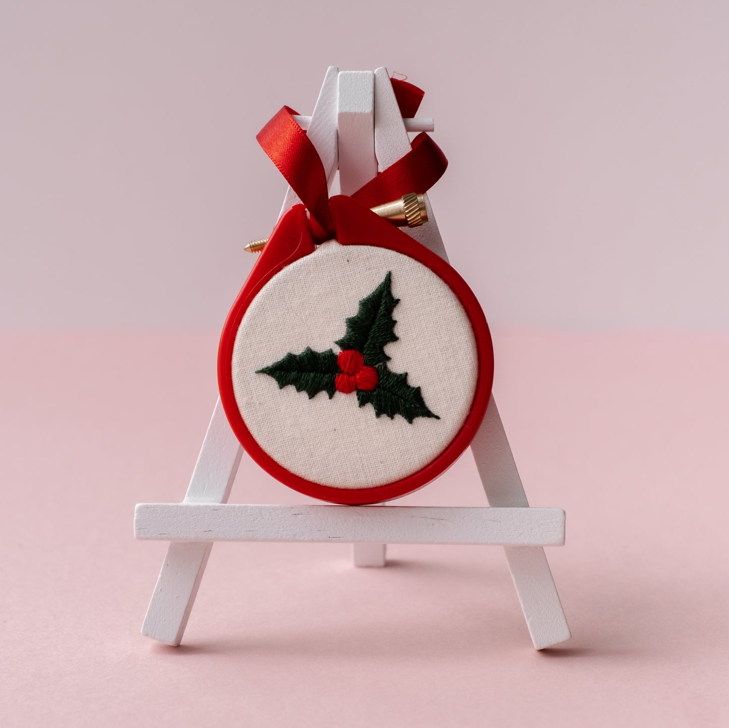 Christmas Holly Bauble Tiny Embroidery Kit