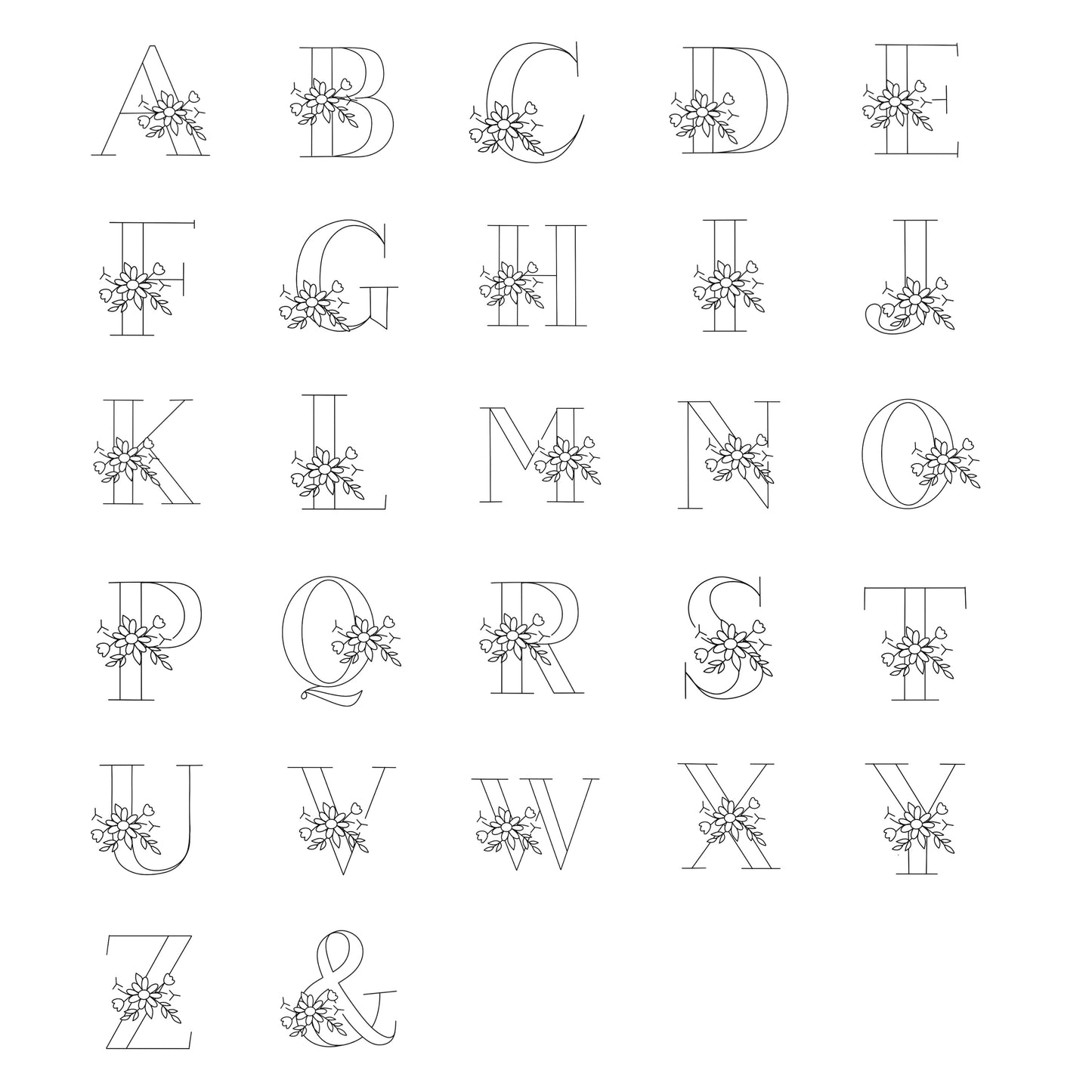 Floral Alphabet | 3" Stick & Stitch Letters