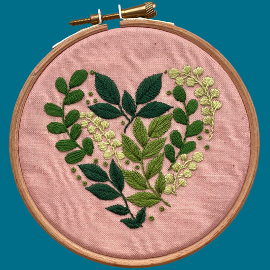 Leafy Heart Embroidery Mini Kit
