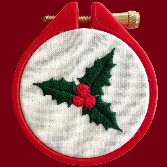 Christmas Holly Bauble Tiny Embroidery Kit