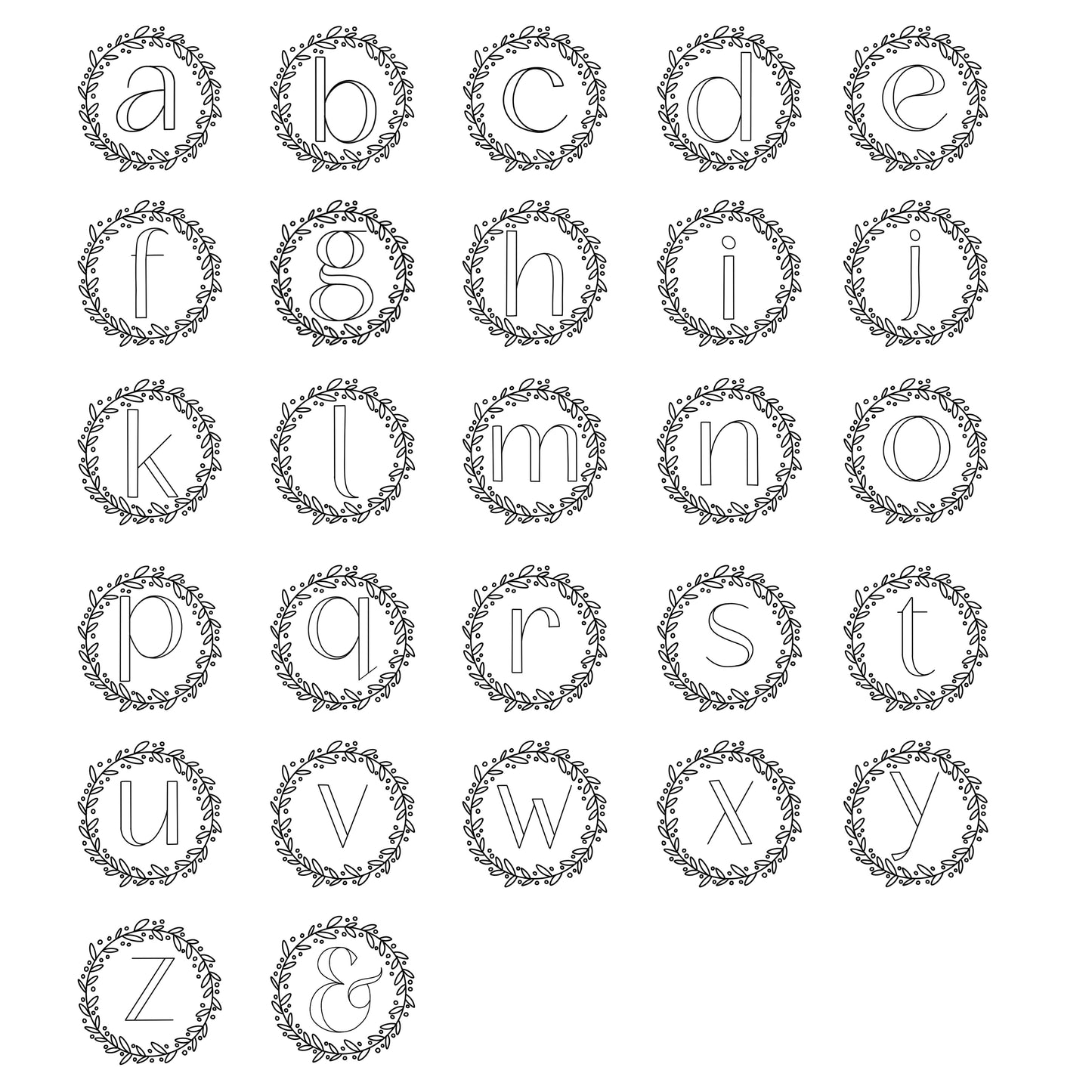 Wreath Alphabet | 2" Stick & Stitch Letters