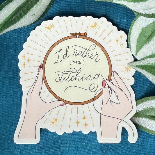 I'd Rather Be Stitching (white skin) | Vinyl Sticker