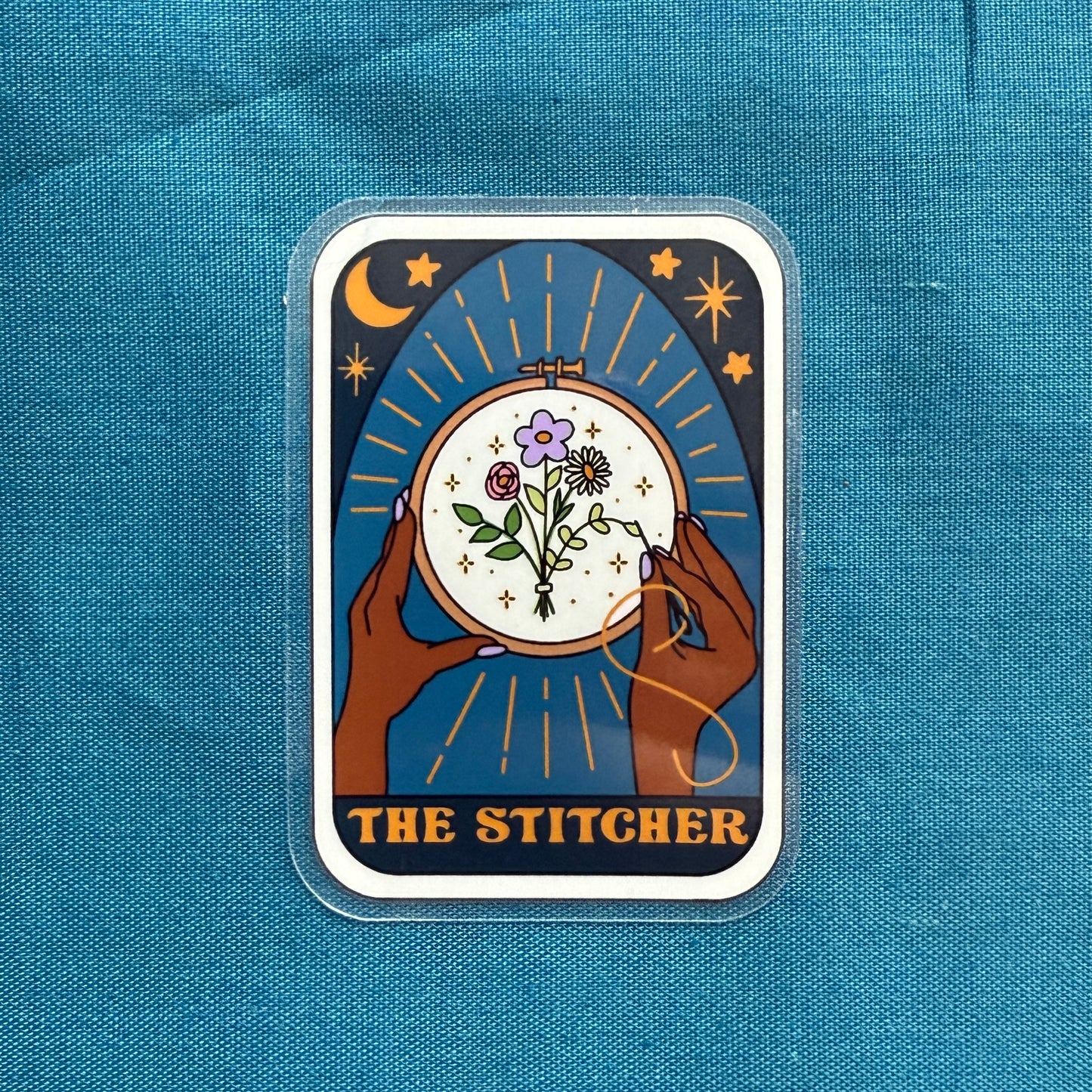 The Stitcher Tarot Card (brown skin) | Vinyl Sticker