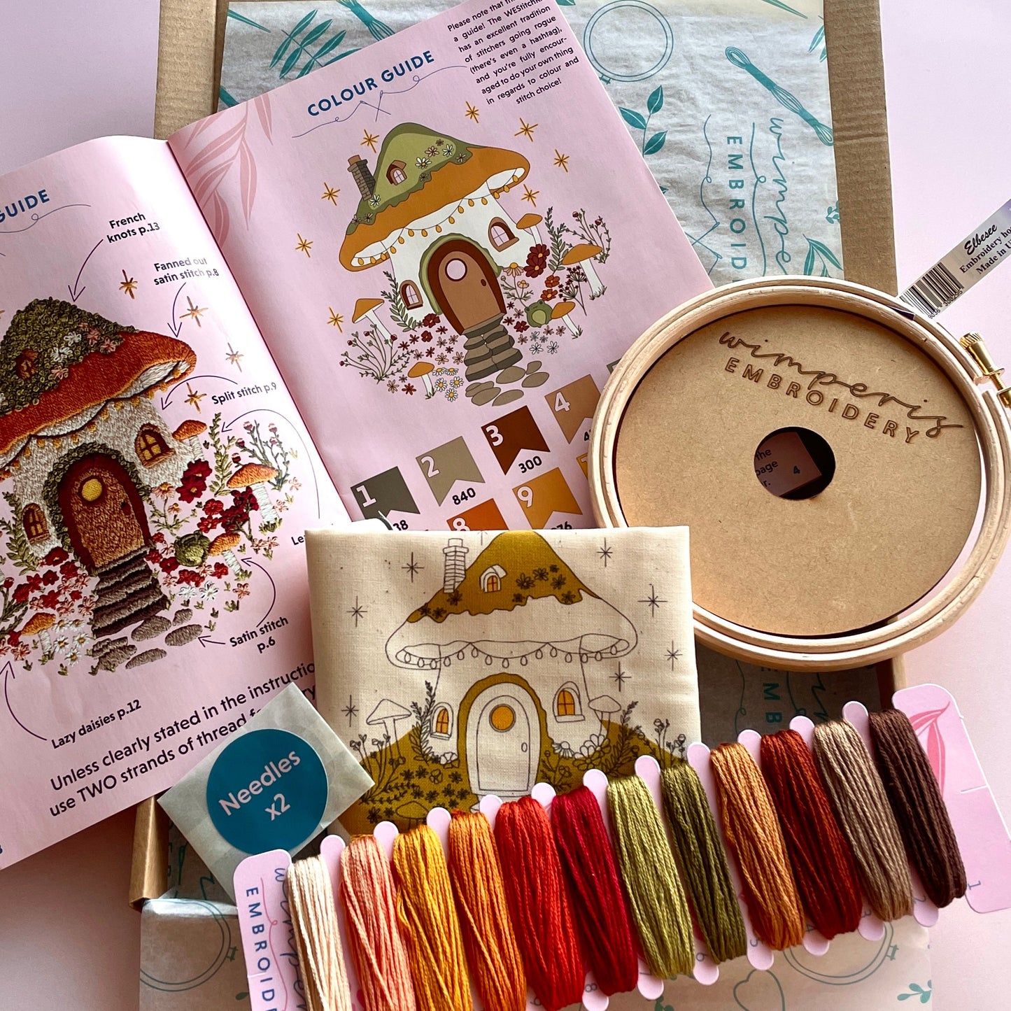 Mushroom House Embroidery Kit