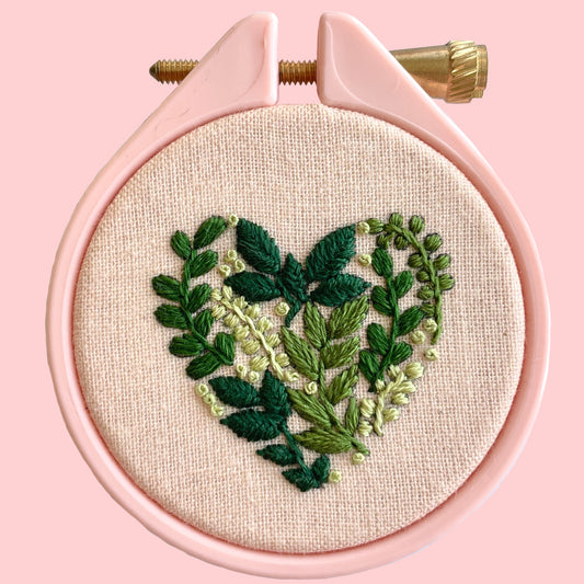 Leafy Heart Tiny Embroidery Kit