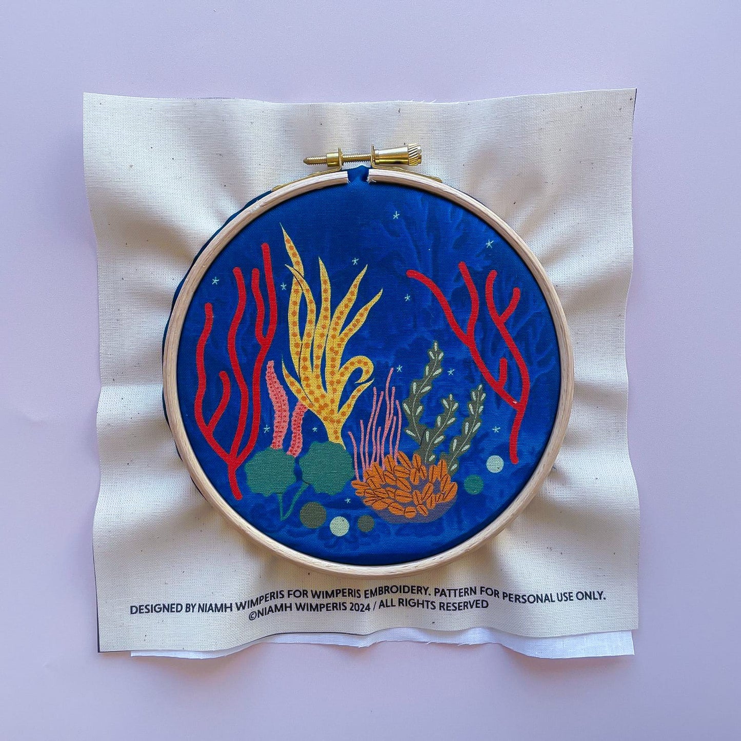 Coral Reef Embroidery Fabric Panel