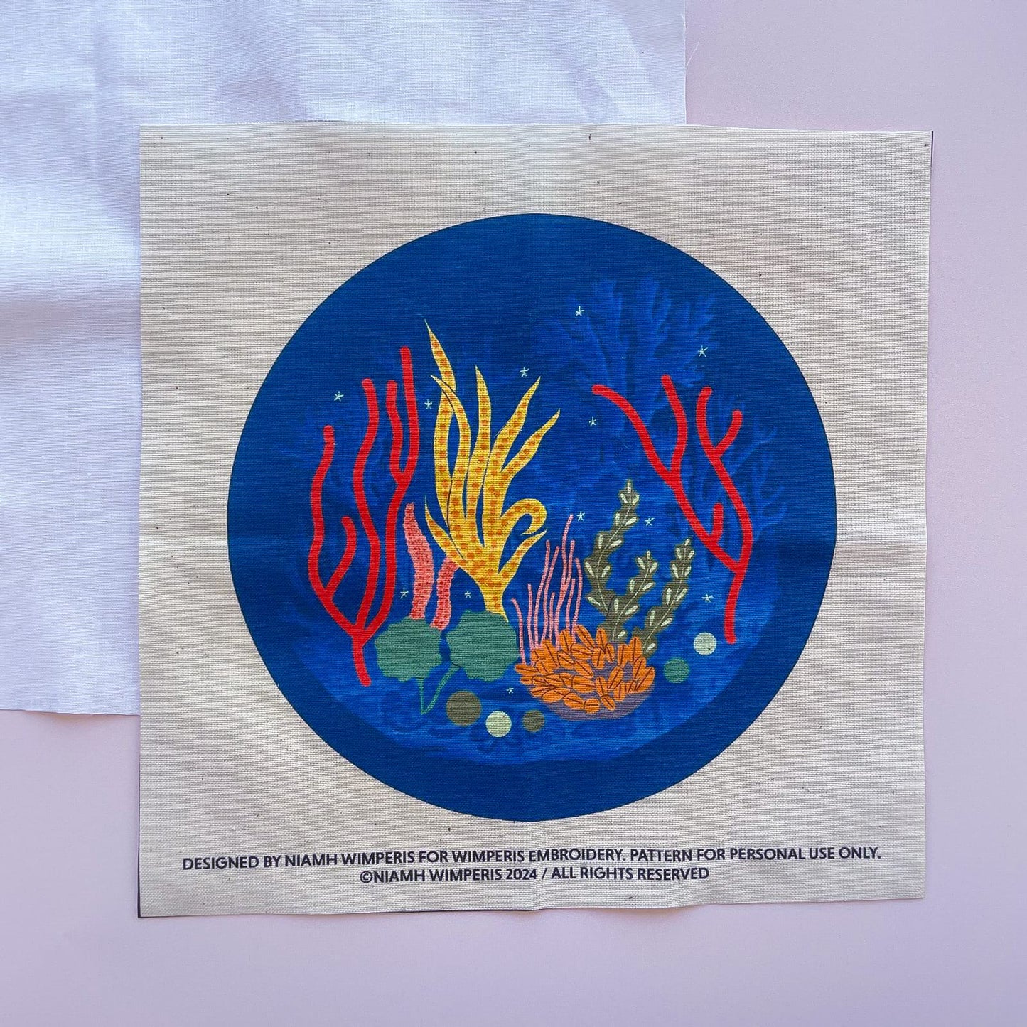 Coral Reef Embroidery Fabric Panel