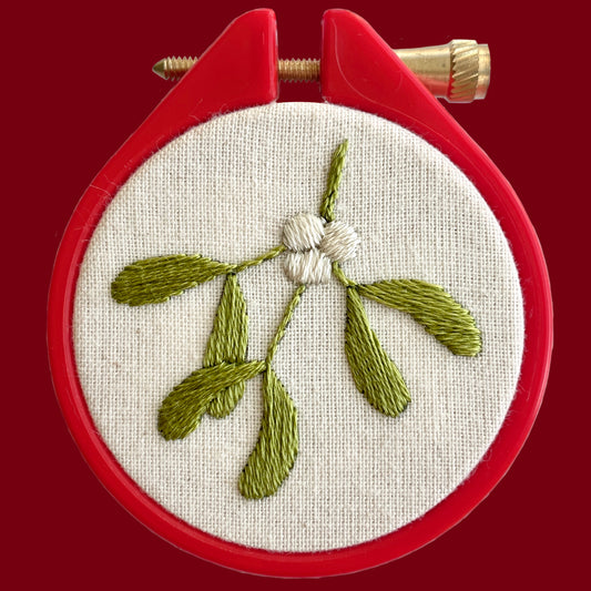 Christmas Mistletoe Bauble Tiny Embroidery Kit