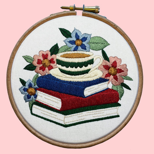 Books & Teacup Embroidery Kit