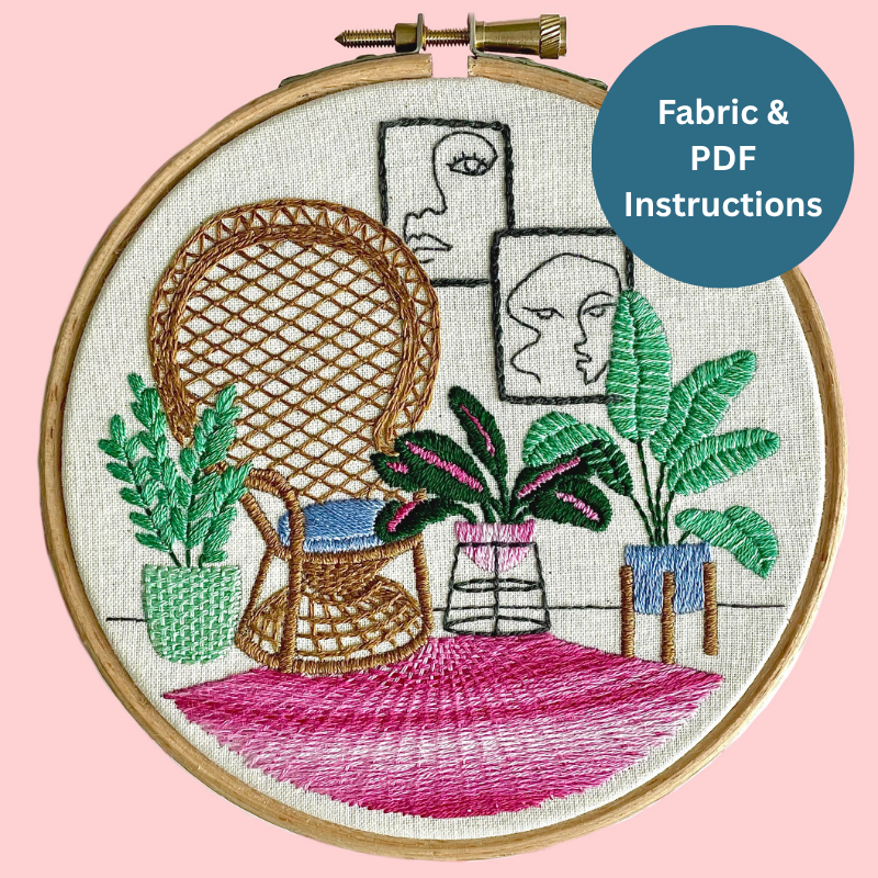 Peacock Chair Embroidery | Fabric & PDF Instructions