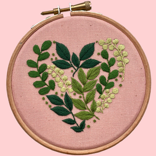 Leafy Heart Embroidery Mini Kit