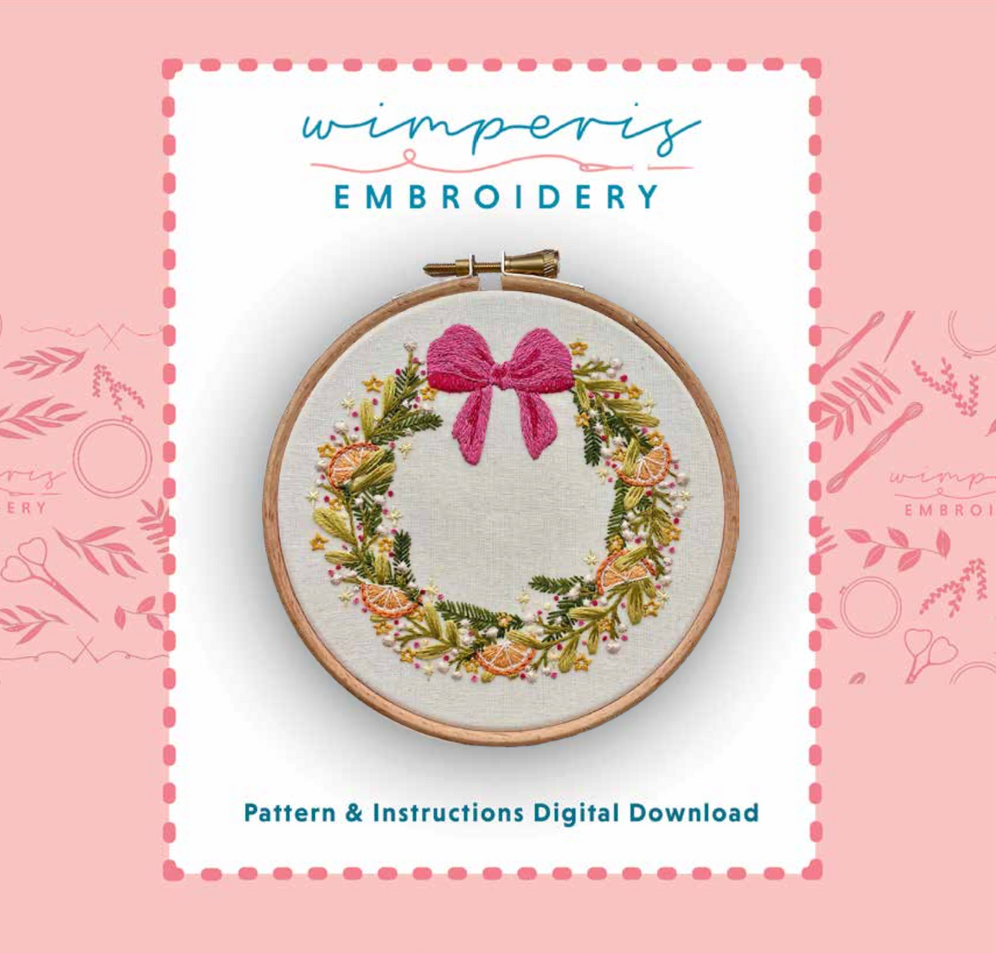 Sparkly Festive Wreath PDF Embroidery Pattern | Digital Download