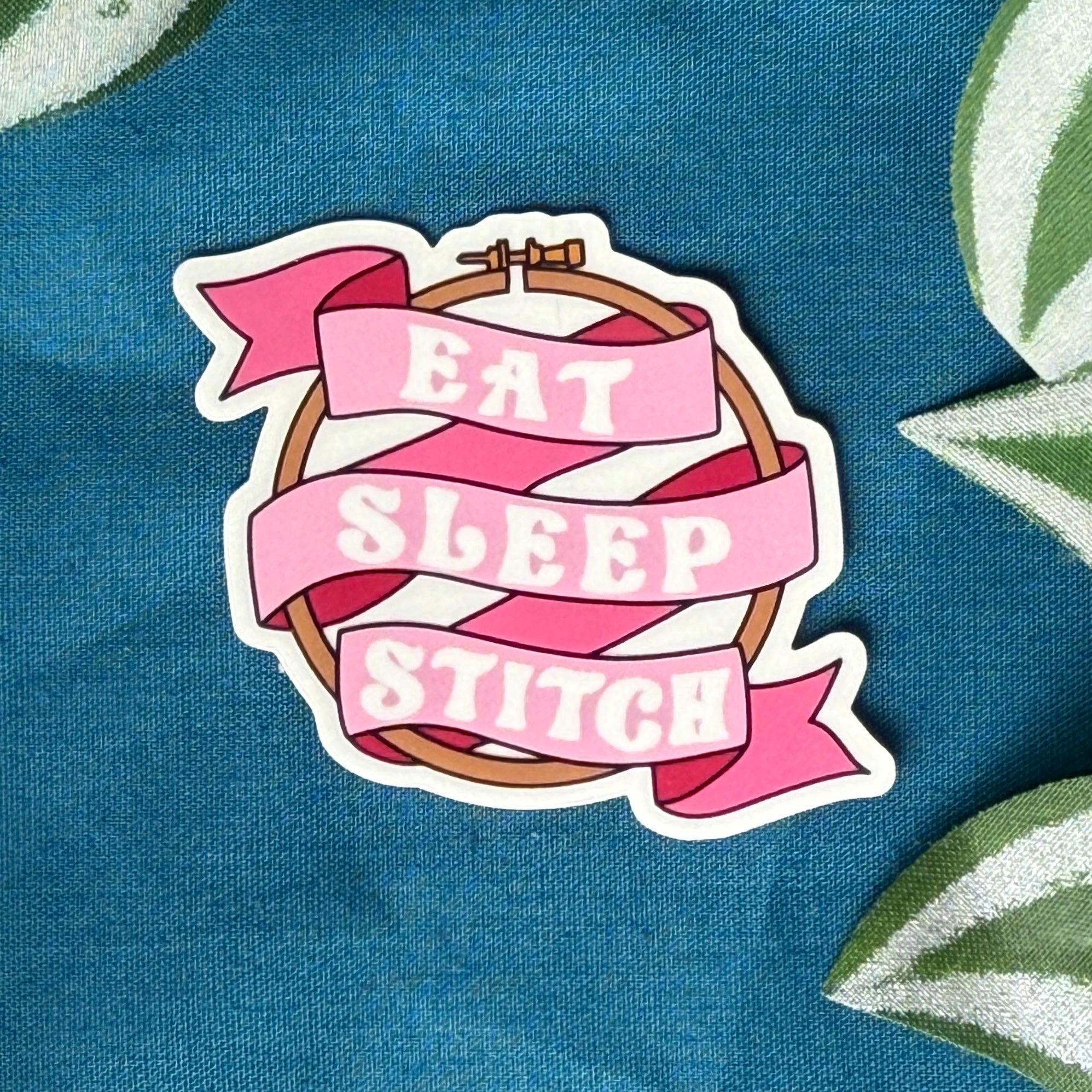 Eat Sleep Stitch (Pink) | Vinyl Sticker – Wimperis Embroidery