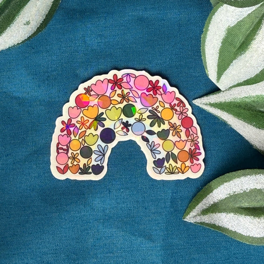 Floral Rainbow | Holographic Vinyl Sticker