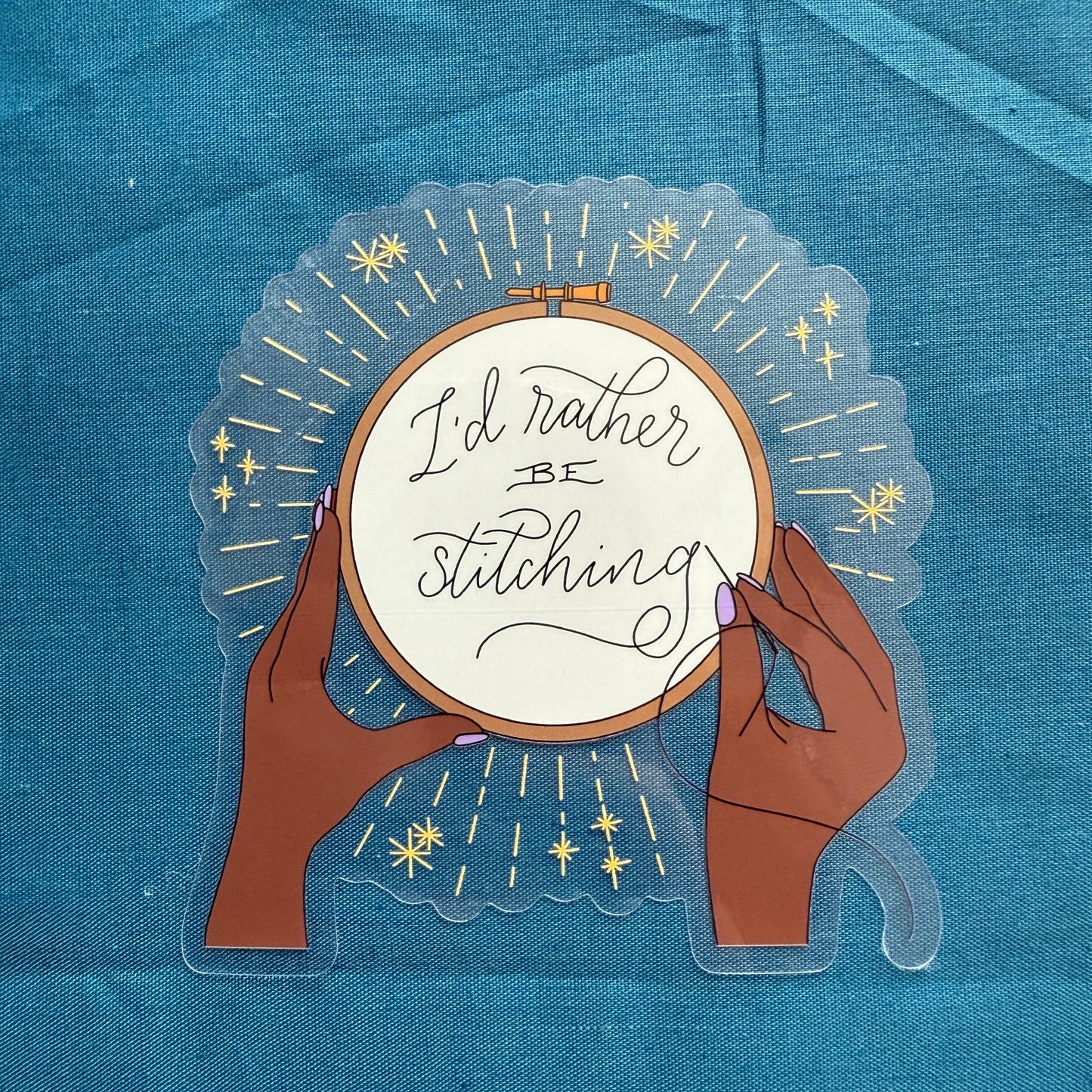 I'd Rather Be Stitching (brown skin) | Vinyl Sticker
