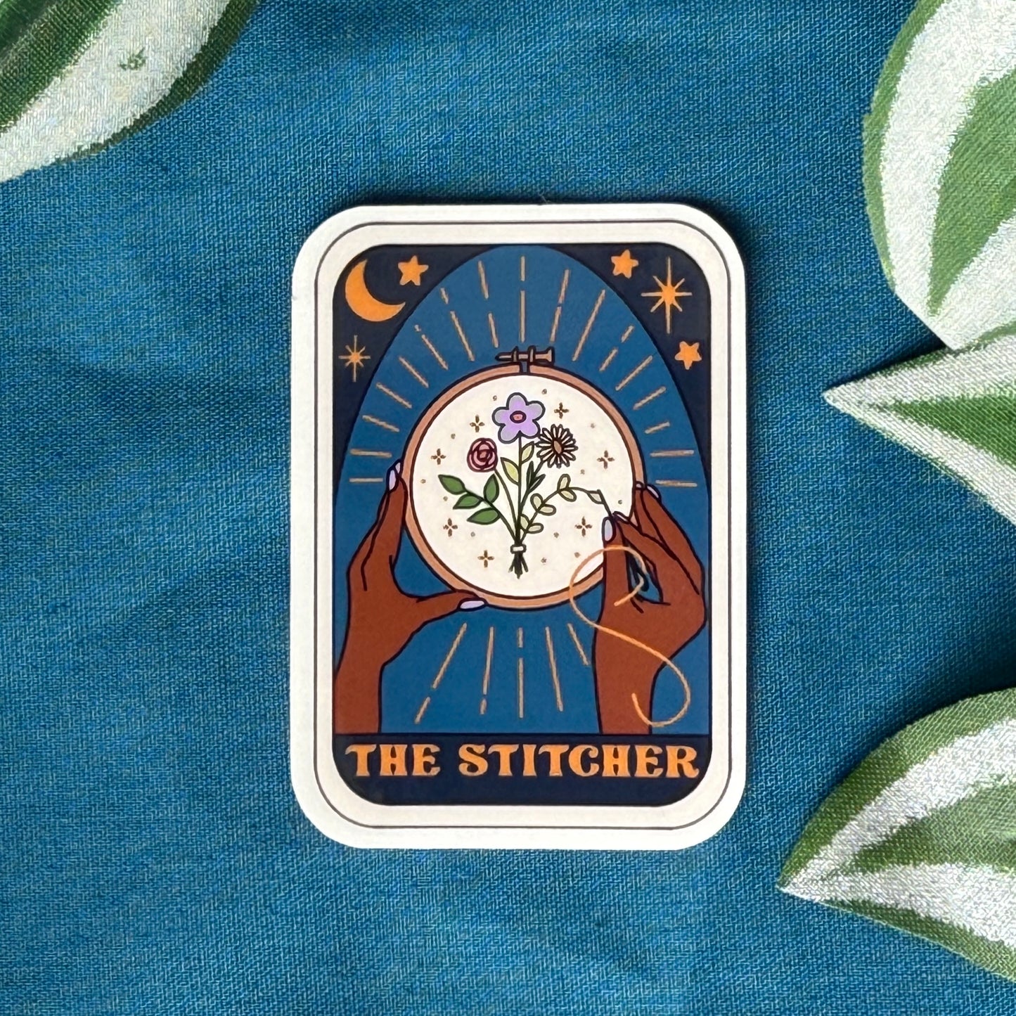 The Stitcher Tarot Card (brown skin) | Vinyl Sticker