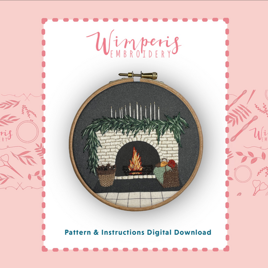 Winter Fireplace Christmas PDF Embroidery Pattern / Digital Download