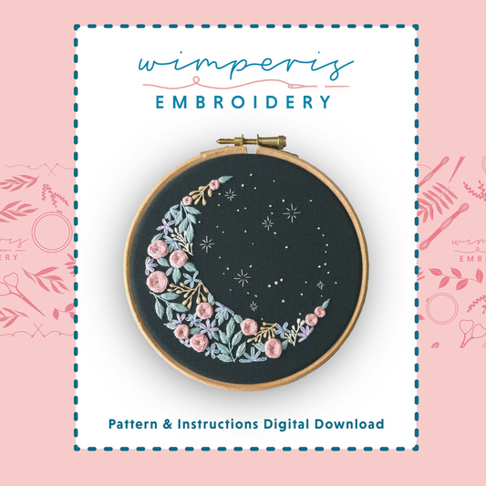 Floral Moon PDF Embroidery Pattern / Digital Download